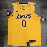 NBA Laker crew retro yellow No.0 Kuzma with chip 1:1 Quality