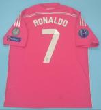 2014/2015  Real Madrid Away Pink Long Sleeve Retro  1:1 Quality Soccer Jersey