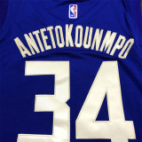 Bucks Antetokounmpo #34 Blue City Edition 1:1 Quality NBA Jersey 22/23