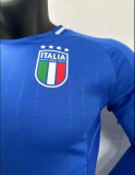 Italy Home Long Sleeve Blue Player Version  Soccer Jersey 24/25