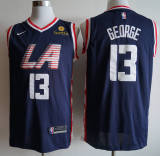 NBA New season clippers (new fabric print) 13 George City Edition dark blue, black, white, retro white 1:1 Quality