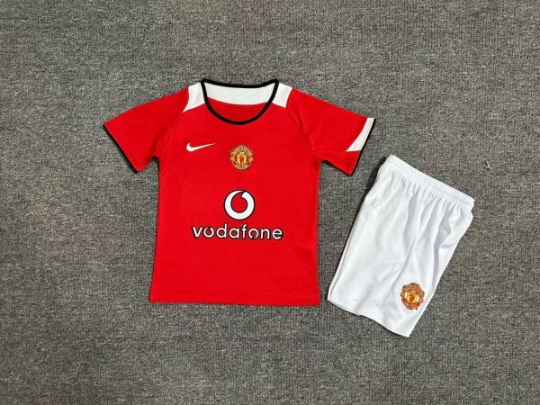 Manchester United Home Red 1:1 Kids Retro Soccer Jersey 2004/2006
