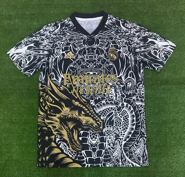 Real Madrid Black Dragon Pattern Fans 1:1 Quality Soccer Jersey 23/24