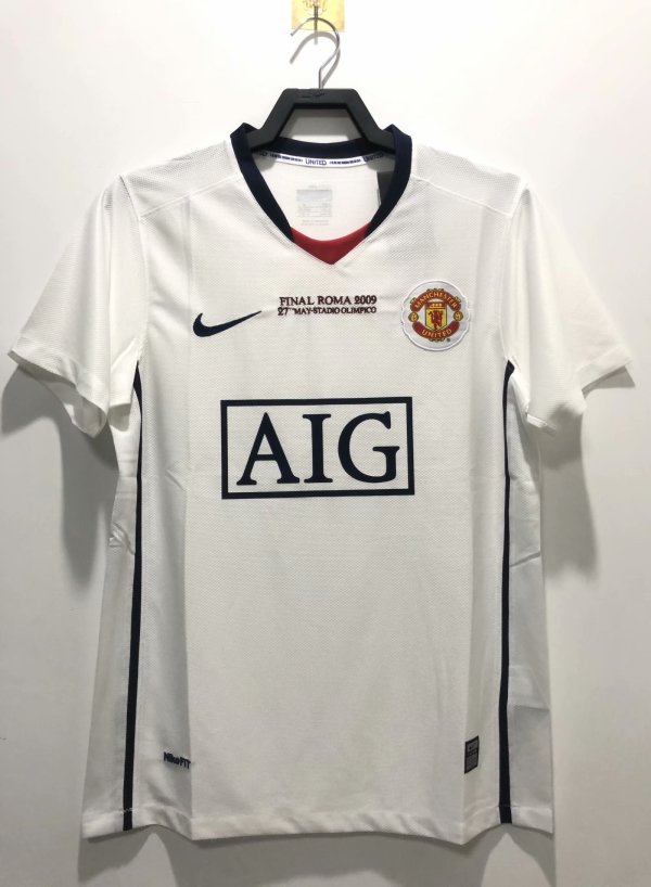 2008-2009 Manchester United Away White Champions League 1:1 Quality Retro Soccer Jersey