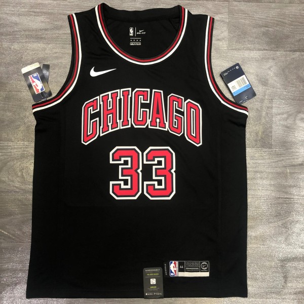 NBA Bulls crew neck black 33 leather band chip 1:1 Quality