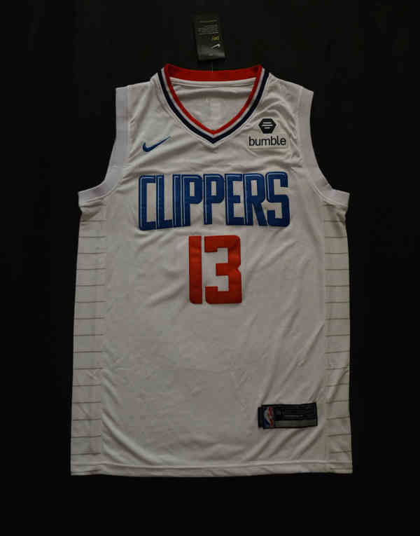 NBA New season clippers (new fabric print) 13 George City Edition dark blue, black, white, retro white 1:1 Quality