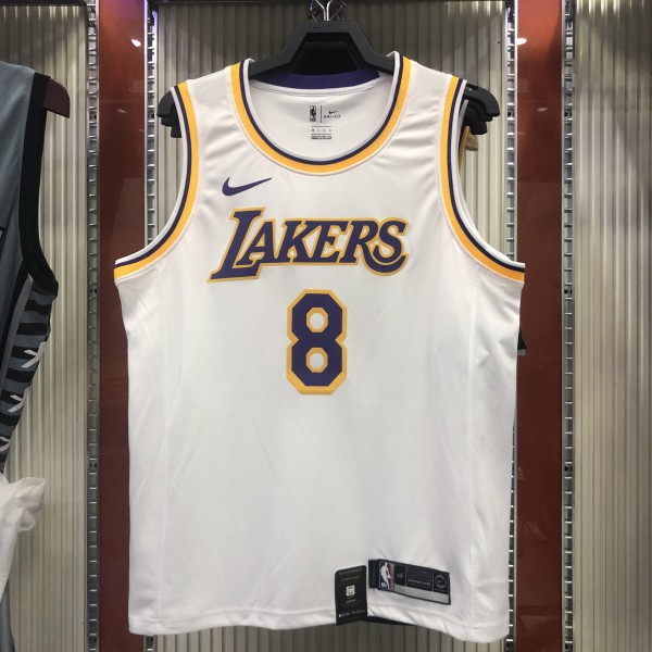 NBA Laker crew neck retro white No. 8 Kobe with chip 1:1 Quality