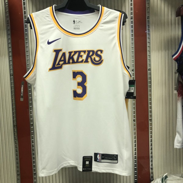 NBA Laker crew neck vintage white No. 3 Anthony Davis with chip 1:1 Quality