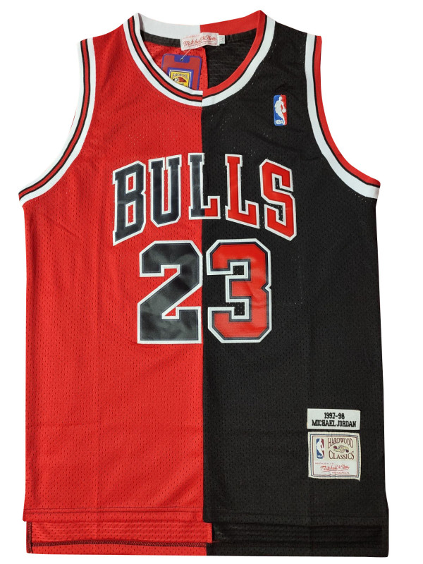 1997-1998 NBA Bulls #23 Jordan Yin Yang Red + Black classic vintage Jersey 1:1 Quality