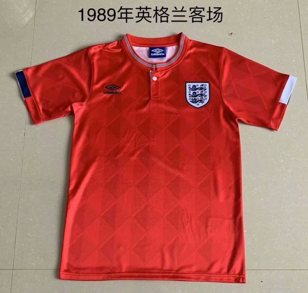 England Away 1:1 Quality Retro Soccer Jersey 1989