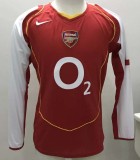 Arsenal Home Long Sleeve 1:1 Retro Soccer Jersey 2004/2005