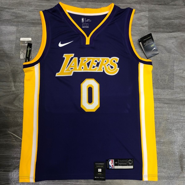 NBA Laker retro purple V-neck No.0 Kuzma with chip 1:1 Quality