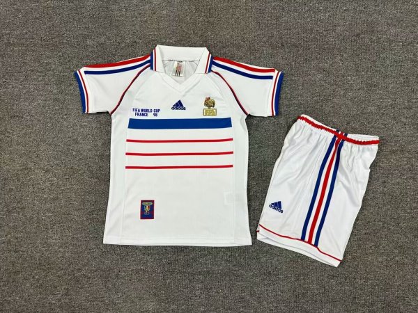 France Away 1:1 Kids Retro Soccer Jersey 1998