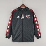 2022 Sao Paulo Black Windbreaker（白色阿迪红白三边）
