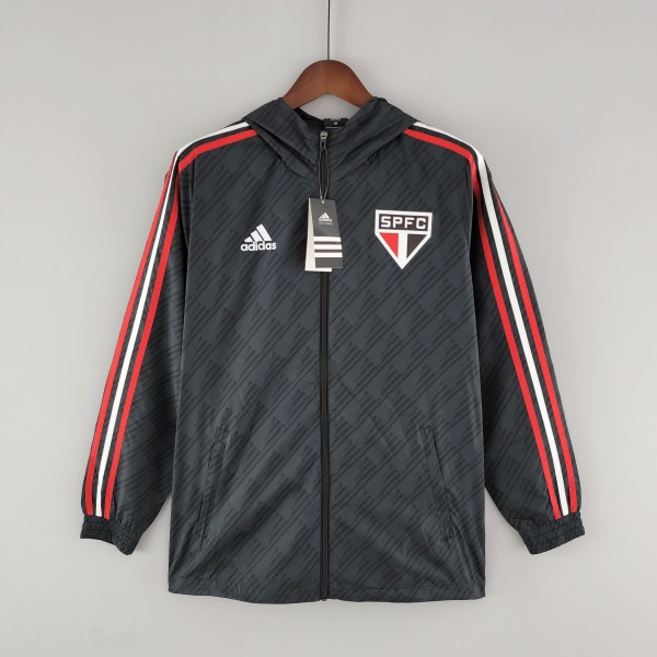 2022 Sao Paulo Black Windbreaker（白色阿迪红白三边）