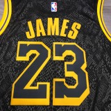 NBA Laker crew neck black snake 23 James with chip 1:1 Quality