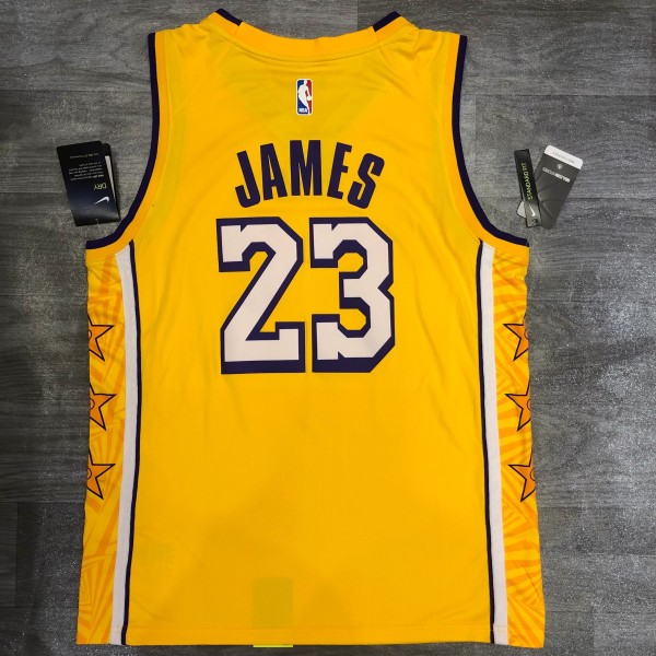 NBA Laker's Retro yellow V-lead Sucheng city version 23 James with chip 1:1 Quality