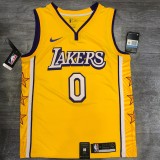 NBA Laker retro yellow V-lead Sucheng city version No.0 Kuzma belt chip 1:1 Quality