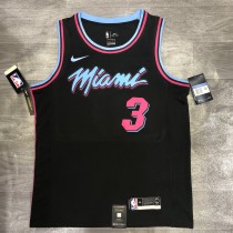 NBA Heat crew crew black No.3 Wade with chip 1:1 Quality