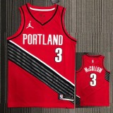 Trail Blazers McCOLLUM #３Jordan Red Top Quality Hot Pressing NBA 1:1 Quality