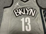 NBA Nets grey Harden No.13 1:1 Quality