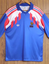 88/90 France Home  Long Sleeve 1:1 Retro Soccer Jersey