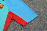 22/23 Barcelona Training Suit Short Sleeve Kit Blue 1:1 Quality Training Jersey