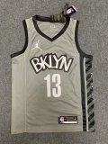 NBA Nets grey Harden No.13 1:1 Quality