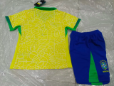 Brazil Home Yellow 1:1 Kids Soccer Jersey 24/25