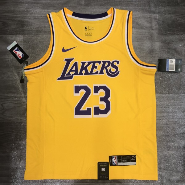 NBA Laker crew neck retro Yellow No. 23 James with chip 1:1 Quality