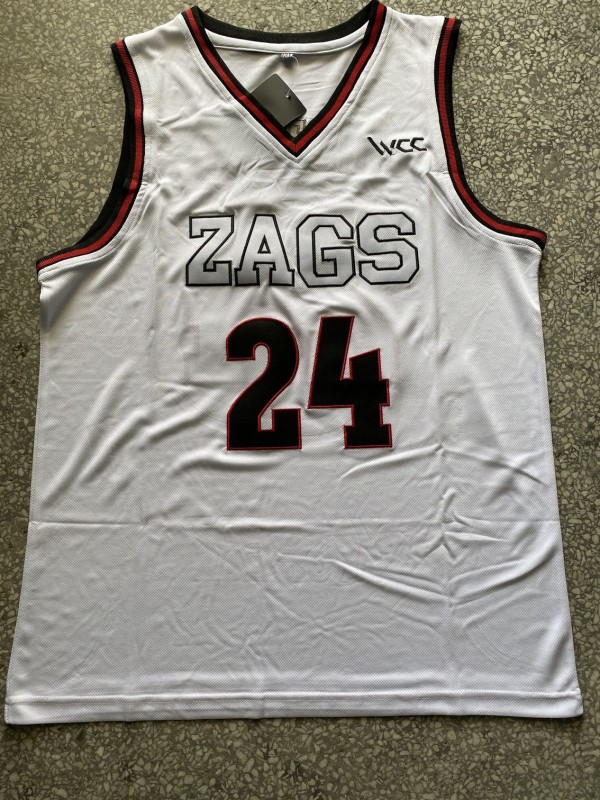 NCAA University of Gonzaga #24 white university Jersey 1:1 Quality