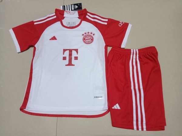 Bayern Munich Home White 1:1 Quality Kids Soccer Jersey 23/24