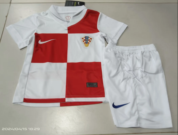 Croatia Home Kids 1:1 Soccer Jersey 24/25