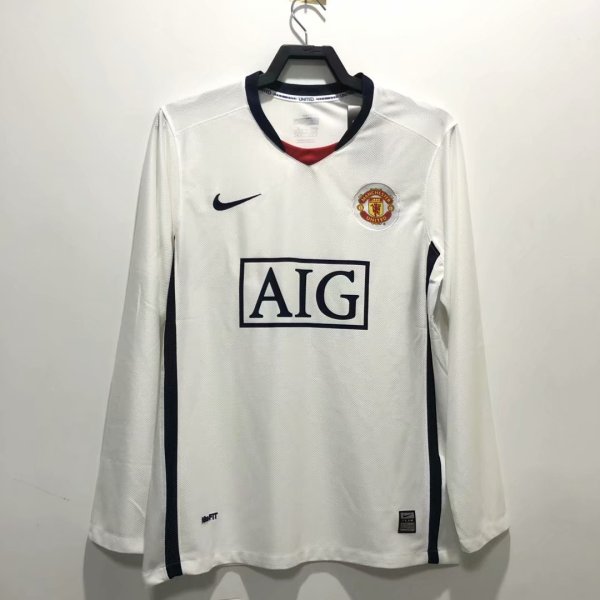 2008-2009 Manchester United Away Long Sleeve 1:1 Quality Retro Soccer Jersey