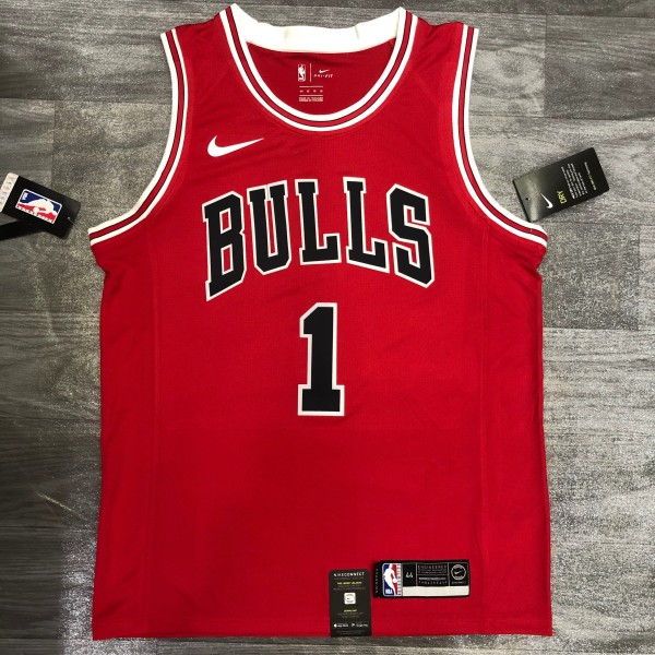 NBA Bulls crew red No. 1 Ross with chip 1:1 Quality