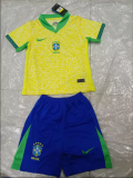 Brazil Home Yellow 1:1 Kids Soccer Jersey 24/25