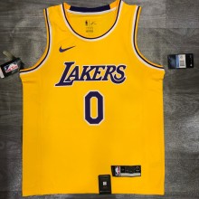 NBA Laker round neck retro yellow No.0 Nick Young with chip 1:1 Quality