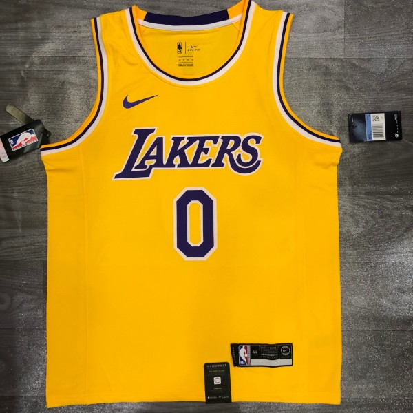 NBA Laker round neck retro yellow No.0 Nick Young with chip 1:1 Quality