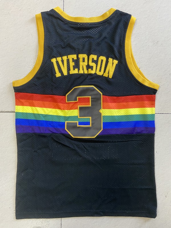 NBA Nuggets # 3 Lverson Snow mountain black top Mesh Jersey 1:1 Quality