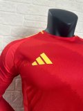 24/25  Spain Home Long Sleeve Player 1:1 Quality Soccer Jersey