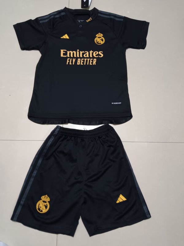 Kids Real Madrid Third black 1:1 Quality Soccer Jersey 23/24