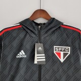 2022 Sao Paulo Black Windbreaker（白色阿迪红白三边）