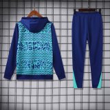Brazil Hooded Long Sleeved Blue 1:1 Training suit 24/25