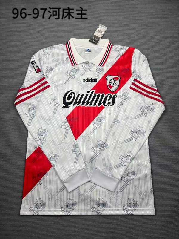 River Plate Home white Fans Long Sleeve 1:1 Retro Quality Soccer Jersey 1996/1997