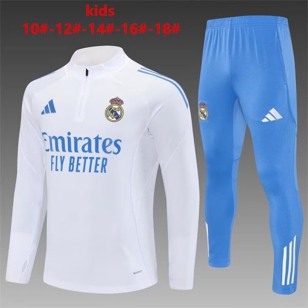 Real Madrid White Kids 1:1 Quality Training Jersey 25/26