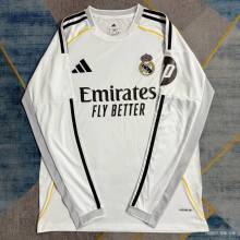 Real Madrid Home  Long sleeve Fans 1:1 Quality Soccer Jersey 25/26