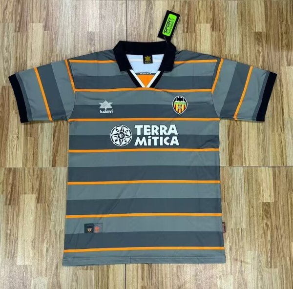 Valencia Away Grey Fans Retro 1:1 Quality Soccer Jersey 1999/2000