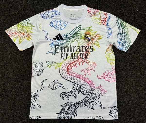 Real  Madrid Gradient Dragon  White  Fans 1:1 Quality Soccer Jersey 24/25