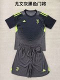 Juventus Goalkeeper Dark Gray Kids Kits 1:1 Quality Soccer Jersey 25/26