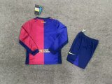 24/25 Barcelona Home Long sleeved Kids Kits 1:1  Quality Soccer Jersey